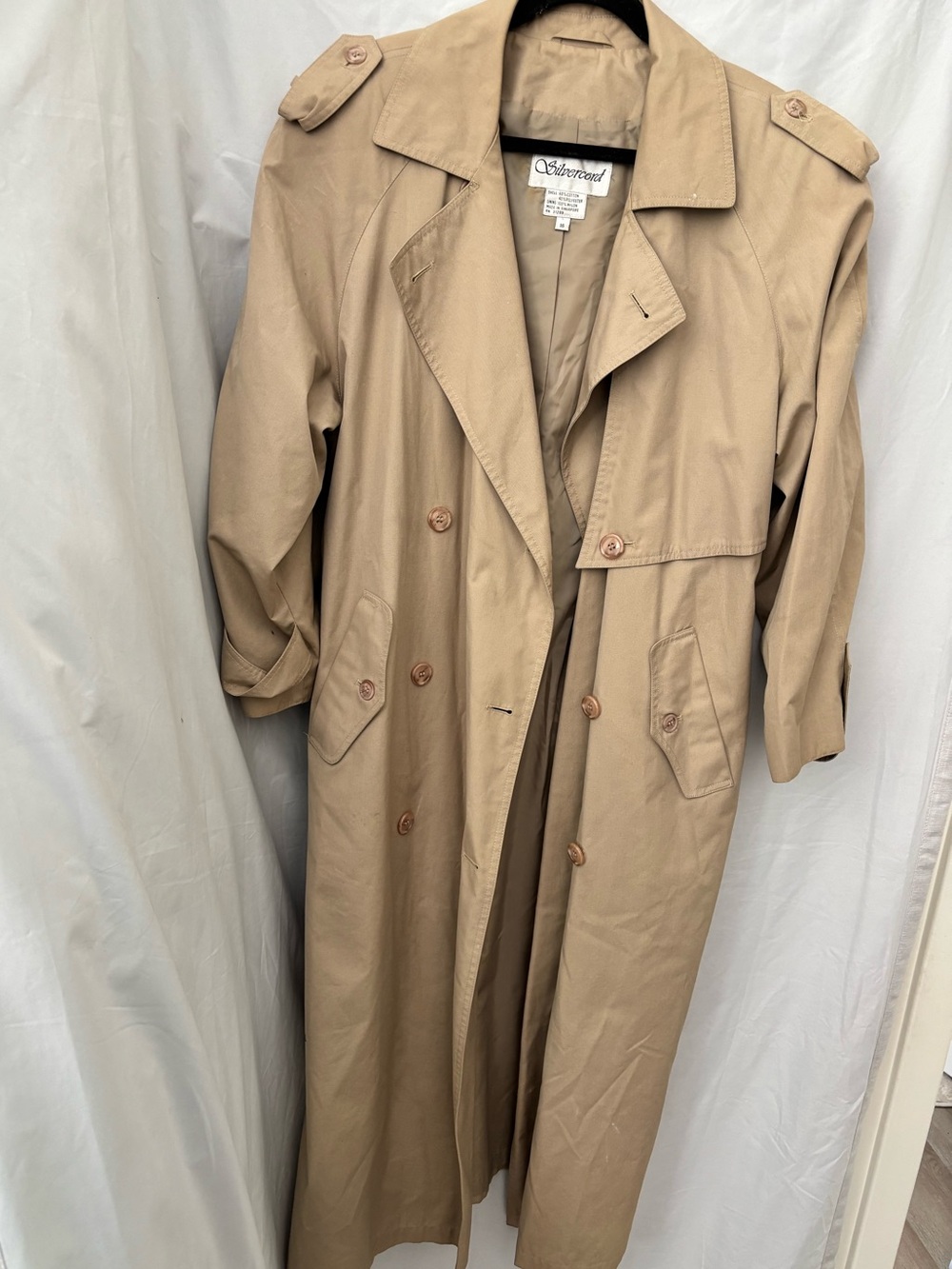 Silvercord Beige Long Trench Coat with Epaulets
